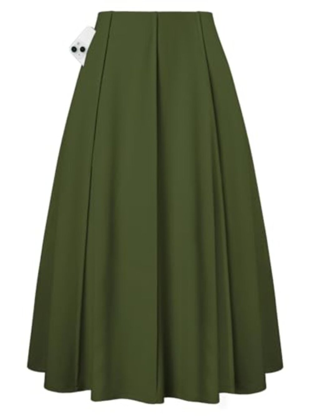 Women's Pleated Midi A-Line Skirt High Waisted Flared with Pockets